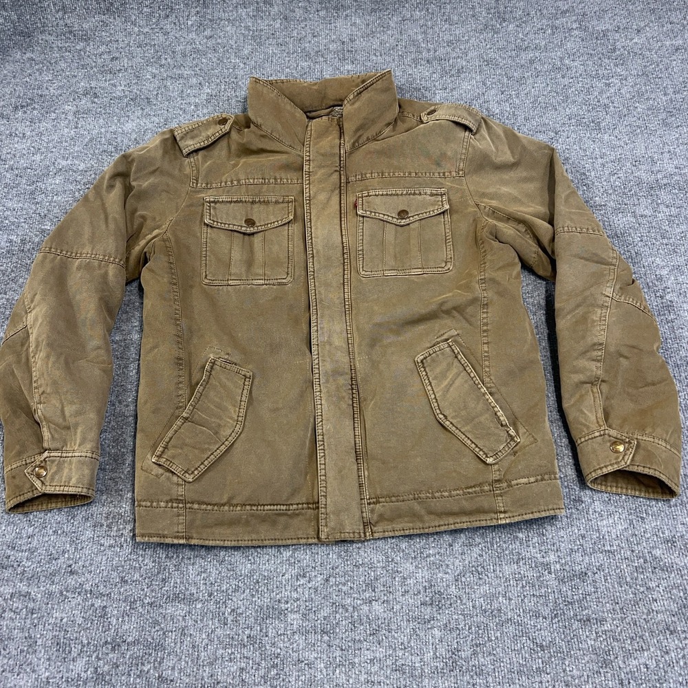 Levis‎ Jacket Mens Small Brown Sherpa Lined Cotton Trucker Long Sleeve Full Zip